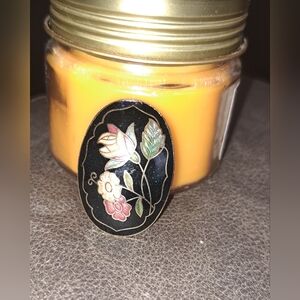 Gorgeous Vintage Cloisonne Floral  Scarf Slide Holder Tie Dress Clip Enamel